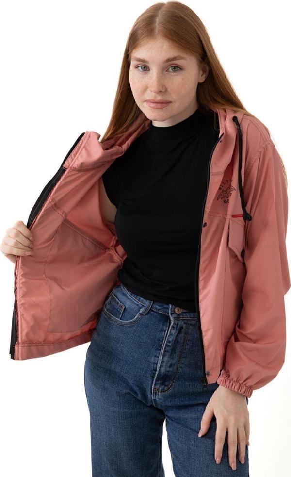 Spor Kadın Su Geçirmez Ve Rüzgara Dayanıklı Kapüşonlu Cepli Çıt Çıtlı Mevsimlik Yağmurluk - Image 1