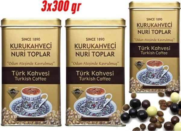 Nuri Toplar 3X300 Gr Teneke Kutuda Geleneksel Türk Kahvesi 900 Gram - Image 1