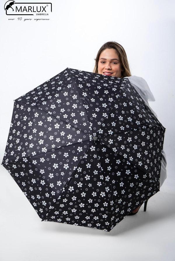 Marlux Siyah Çiçek Desenli Tam Otomatik Kadın Şemsiye M21Mar706R002 - Image 1