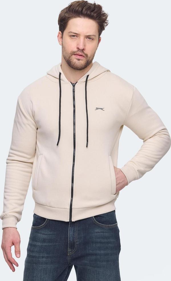 Slazenger KOZZAX Erkek Fermuarlı Kapüşonlu Cepli Kahve Sweatshirt - Image 1