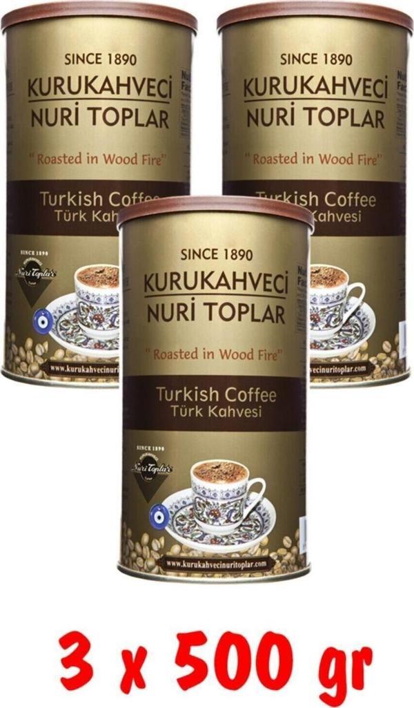 Nuri Toplar Odun Ateşinde Kavrulmuş Türk Kahvesi 1500 Gr 500Gr X 3 Ad - Image 1