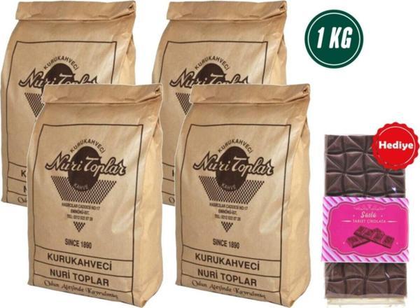 Nuri Toplar 4X250 Gr Günlük Taze Çekim Türk Kahvesi 1Kg Hediye Tablet Çikolata - Image 1