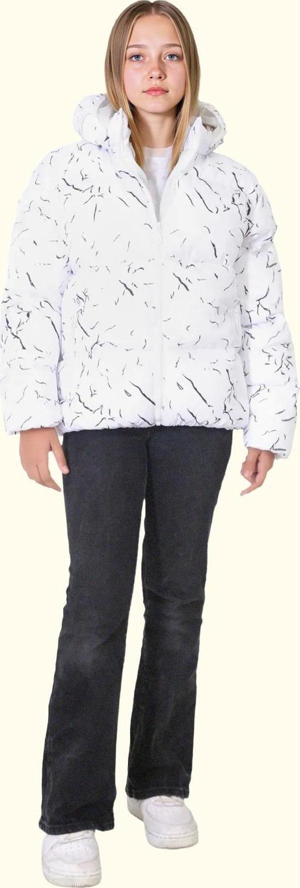 Kız Çocuk Çıkabilir Kapüşonlu Su Ve Rüzgar Geçirmez Kışlık Şişme Mont & Kaban & Parka - Image 1
