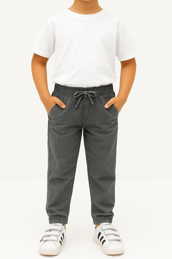Erkek Çocuk Jogger Pantolon Keten Görünümlü Cepli Günlük Rahat Fit - Image 1