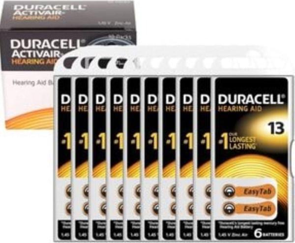 Duracell 13 Numara İşitme Cihazı Kulaklık Pili 10X6 60 Adet - Image 1