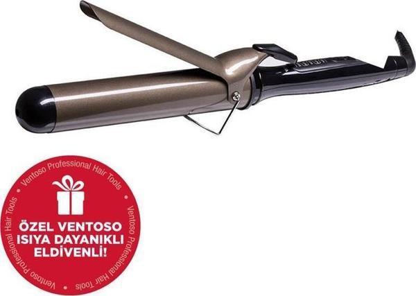 Ventoso Titanyum Kaplı Profesyonel Saç Maşası 38mm Isıya Dayanıklı Maşa Eldivenli - Image 1