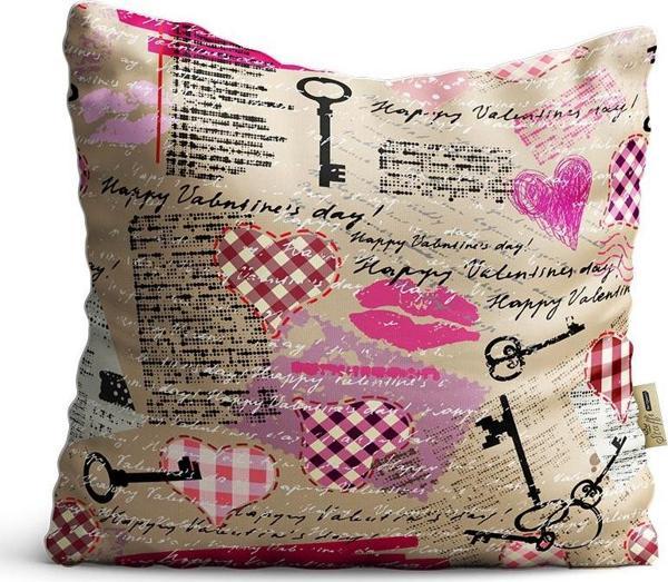 Kırlent Kılıfı 42x42cm Dekoratif Kırlent Yastık Kılıfı Anahtarlı Kalpli Modeli Lv 15 - Image 1