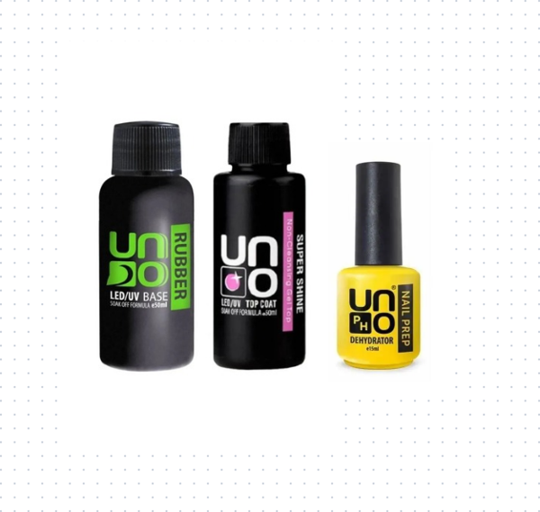 Fontenay Prof. Uno Rubber Base Coat & Super Shine Top Coat 50ML + Dehydrator 15ml 4'Lü Set - Image 1