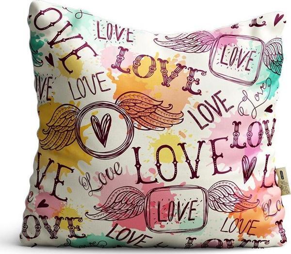 Kırlent Kılıfı 42x42cm Dekoratif Kırlent Yastık Kılıfı Kalpli Love Yazılı Modeli Lv 14 - Image 1