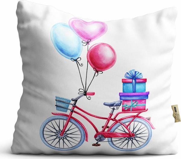 Kırlent Kılıfı 42x42cm Dekoratif Kırlent Yastık Kılıfı Yeni Sezon Balonlu Bisikletli Modeli Bf 08 - Image 1
