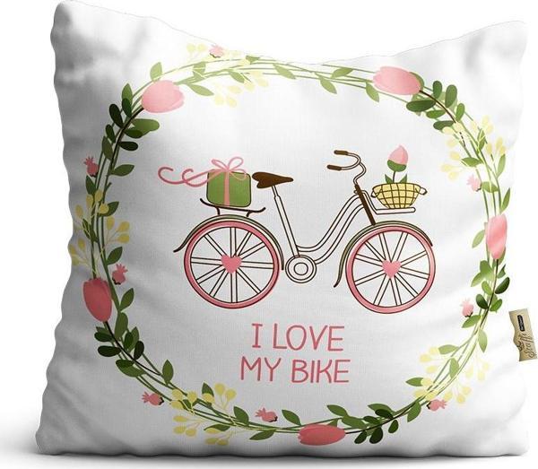 Kırlent Kılıfı 42x42cm Dekoratif Kırlent Yastık Kılıfı Love Bike Modeli Bf 15 - Image 1