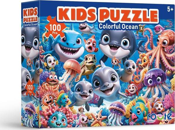 Route Renkli Okyanus Çocuk Puzzle (100 Parça) 34×48 Cm - Image 1