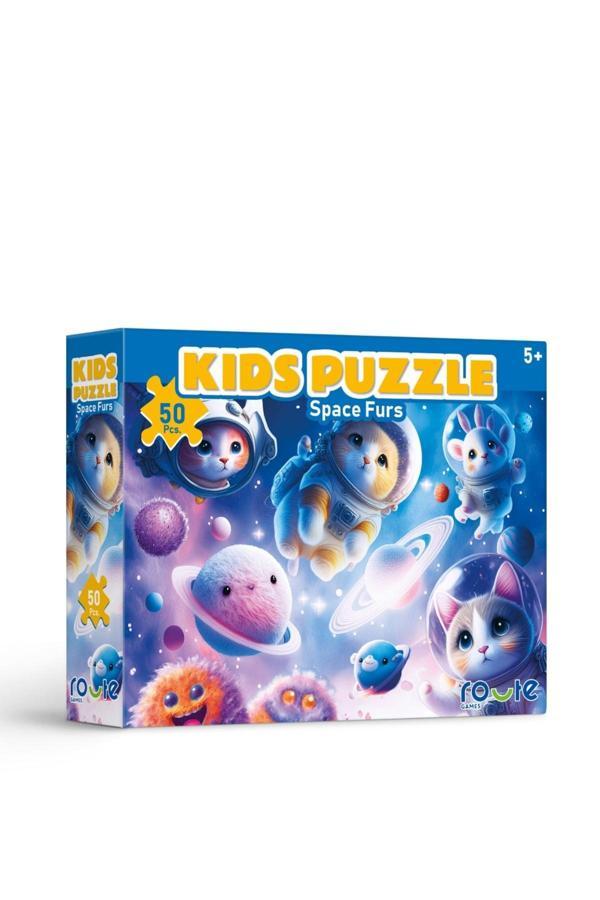 Route Uzayda Kediler Çocuk Puzzle (50 Parça) 34×24 Cm - Image 1