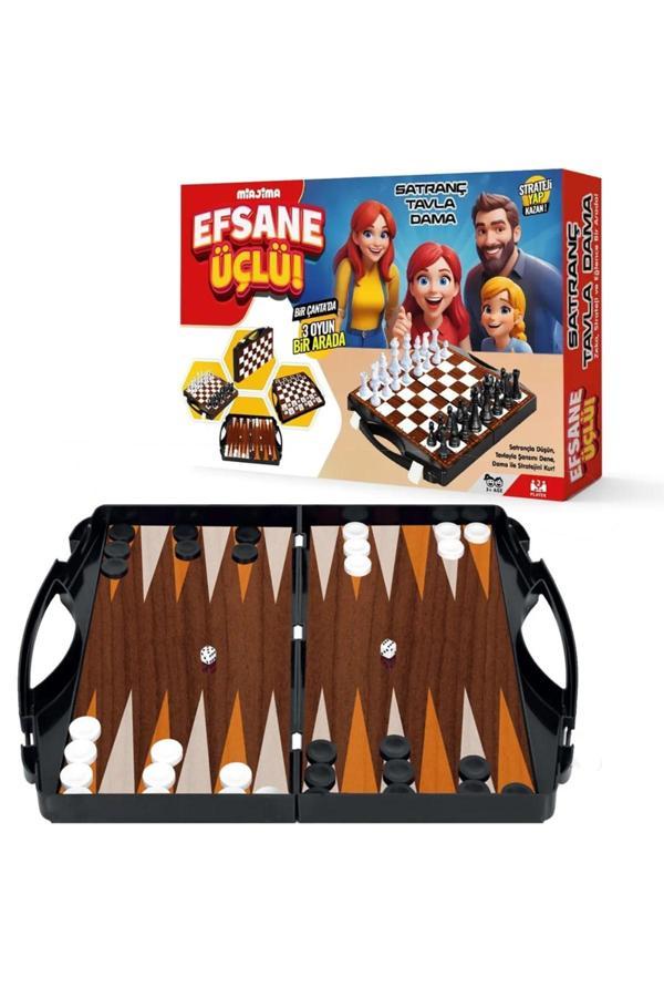 Sera Efsane Çantalı Tavla -Dama-Satranç 3'Lü Oyun Seti - Image 1