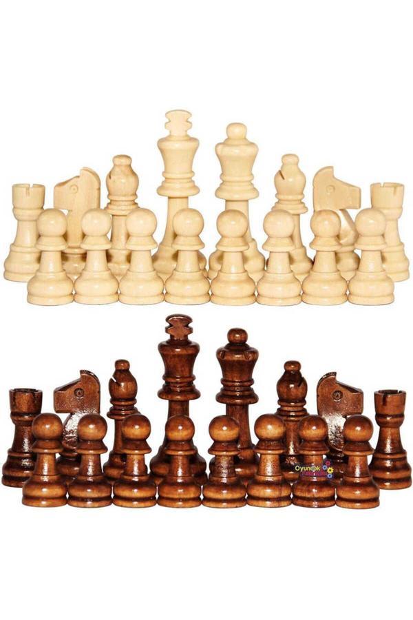 Sera Oyun Aletleri Ahşap Satranç Taşı Büyük Boy No : 35 (Şah: 8,8 Mm -Piyon: 4 Mm -Vezir:8,5 Mm ) - Image 1