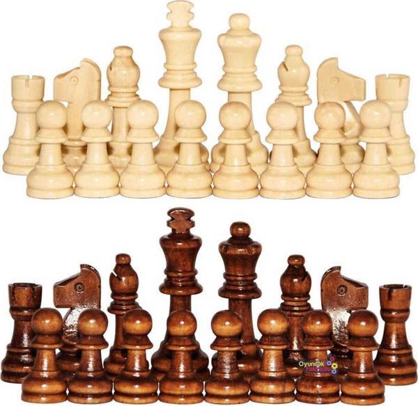 Sera Oyun Aletleri Ahşap Satranç Taşı Büyük Boy No : 35 (Şah: 8,8 Mm -Piyon: 4 Mm -Vezir:8,5 Mm ) - Image 1