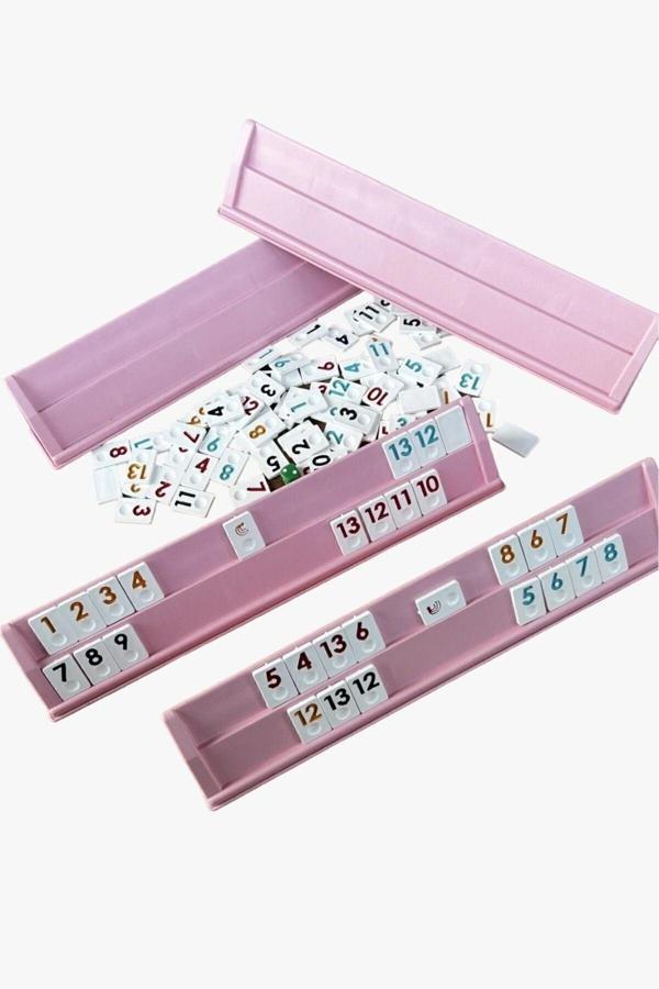 Sera Oyun Aletleri Özel Pembe Renkli Büyük Boy Plastik Okey Takımı ( Plastik Taşlı ) - Image 1