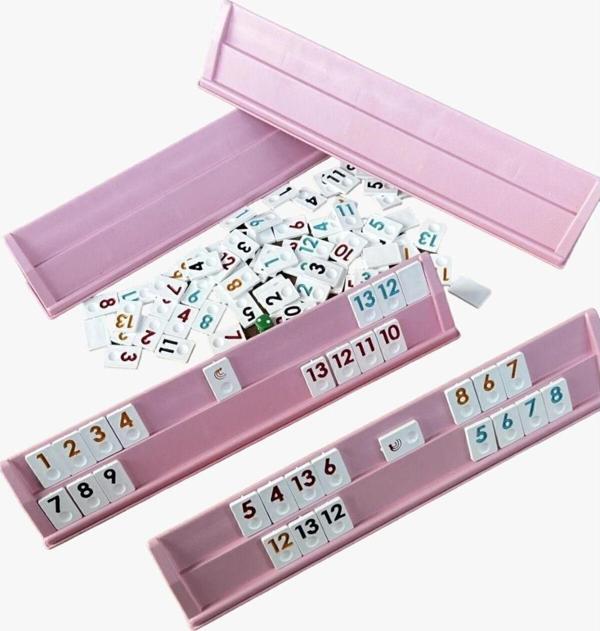Sera Oyun Aletleri Özel Pembe Renkli Büyük Boy Plastik Okey Takımı ( Plastik Taşlı ) - Image 1