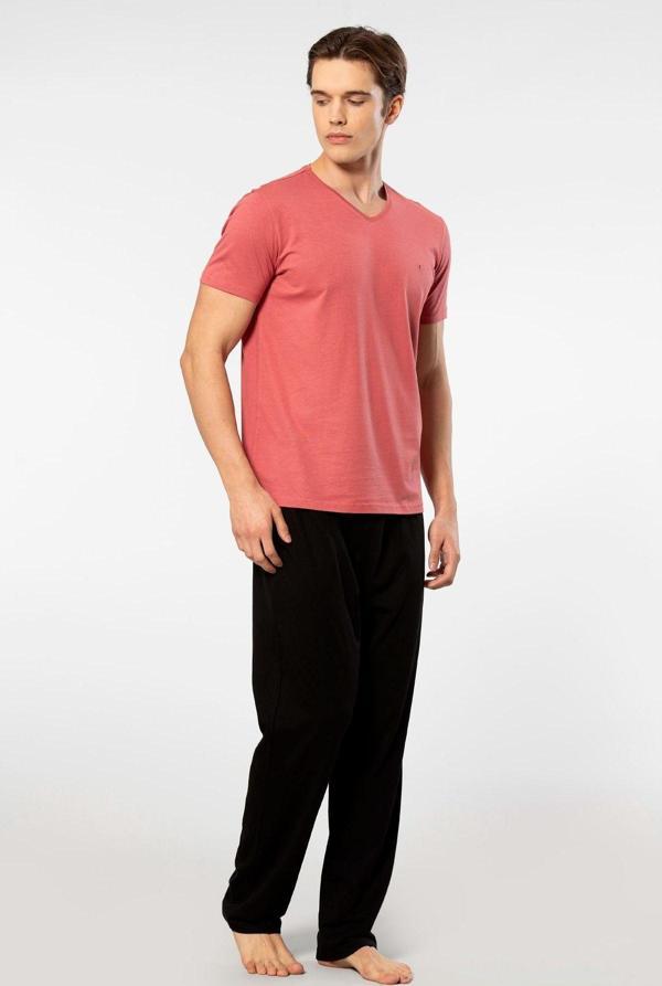 Cacharel Erkek 2192/Mercan Kısa Kollu Modal Pijama Takımı - Image 1