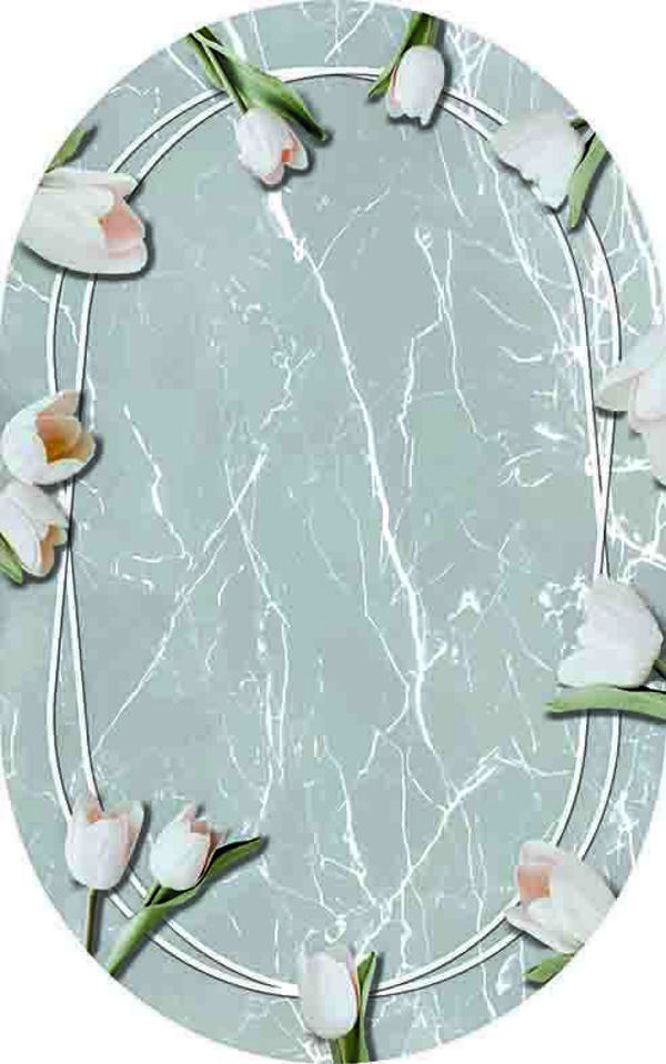 Oval Yolluk Paspas Saçaklı Püsküllü Süngerli Hol Banyo Paspası 50x80cm Yeni Sezon 0536 - Image 1