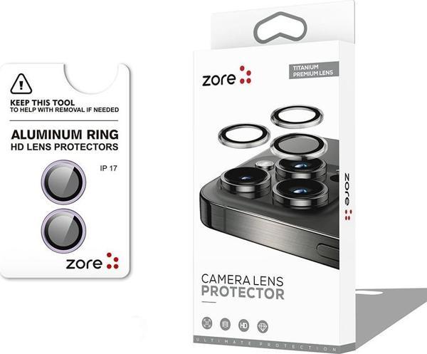 iPhone 17 Kamera Lens Koruyucu CL-12 Premium Safir Parmak İzi Bırakmayan Anti-Reflective Açık Mor - Image 1