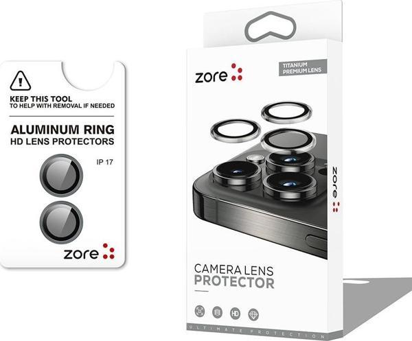 iPhone 17 Kamera Lens Koruyucu CL-12 Premium Safir Parmak İzi Bırakmayan Anti-Reflective Gri - Image 1