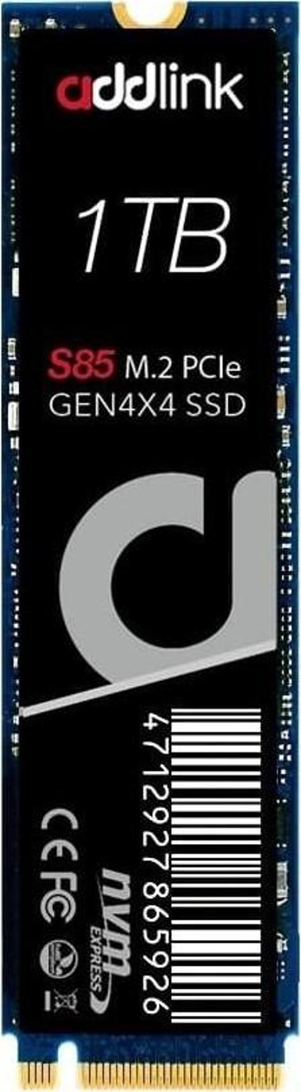 Addlink S85 1tb 6000/5400 Mb/s M.2 2280 Pcıe 4.0 Nvme 1.4 3D Nand Flash SSD AD1TBS85M2P - Image 1