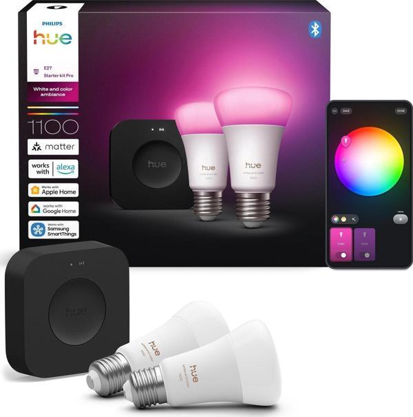 Philips HueWCA 9W E27 Renkli Akıllı Ampul 2'li Pro Başlangıç Seti (Bridge Pro v3 dahildir) - Image 1