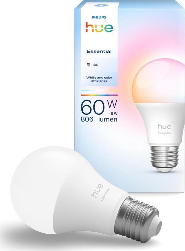 Philips Hue Essential 8W E27 806 Lumen Renkli Akıllı Ampul A60 929004235401 - Image 1