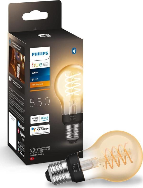 Philips HueW 7W A60 Filament Ampul E27 Sarı Işık 929003051401 - Image 1