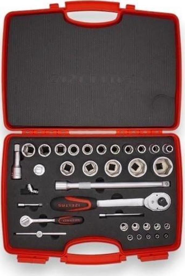 İzeltaş 1113001038 1/2" 1/4" 6 Köşe Kombine 35 Parça Lokma Takımı - Image 1