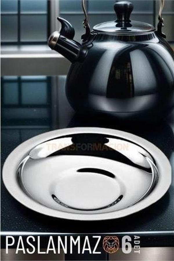 Findit Veneta 6 Adet Metal Çay Tabağı Seti - Image 1