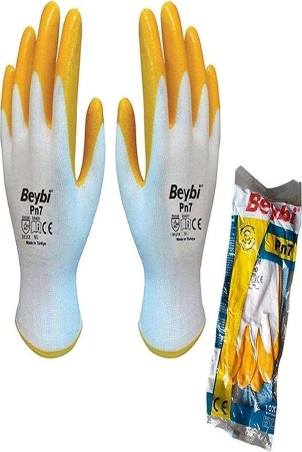 Beybi Pn7 Nitril Sarı Iş Eldiveni No:10 12'Li Paket - Image 1