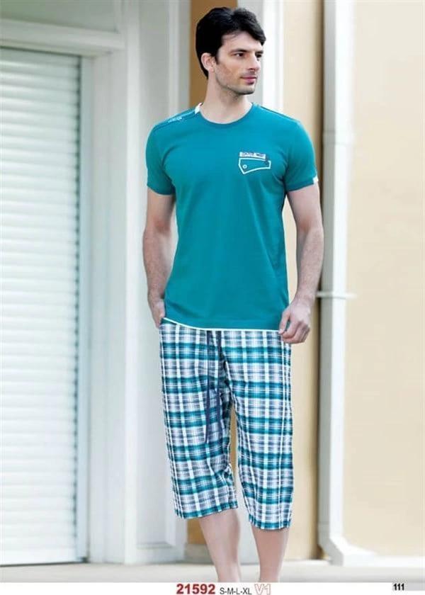 Yazlık Ekose Desenli Kapri Pijama Takımı  21592 - Image 1
