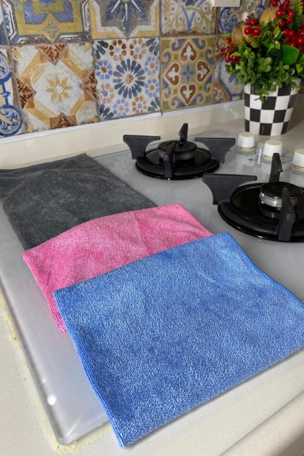 Manosta ( 3 Adet ) Mikrofiber Sihirli Bez. Ocak, Ankastre, Davlumbaz Ve Yağ Temizlik Bezi 40*40 Cm - Image 1