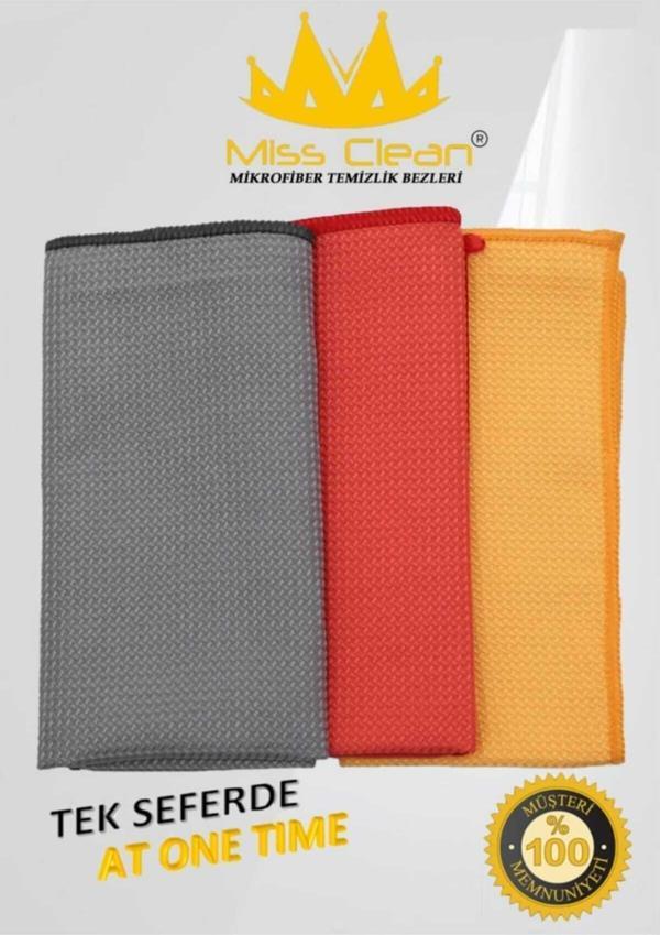 Manosta ( 3 Adet ) Cam Ve Ayna Bezi Mikrofiber Genel Temizlik Bezi Çok Renkli 40*40 Cm - Image 1
