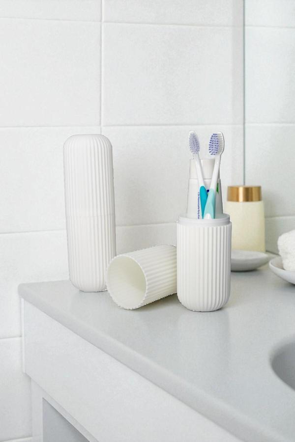 Mithra Life Seyahat Tipi Beyaz Plastik Diş Fırçası, Gözlük, Aksesuar Kutusu Saklama Kabı MIT1210 - Image 1