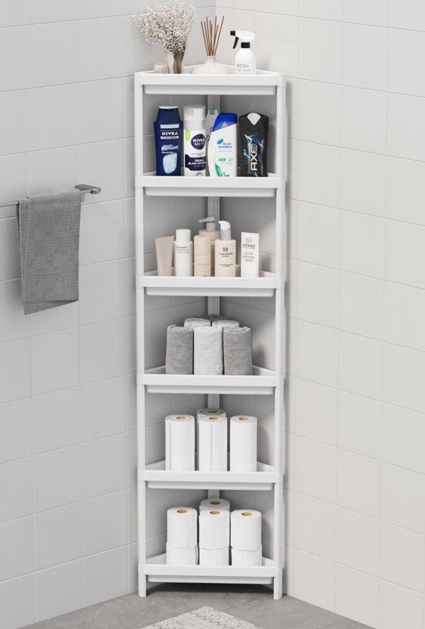 Mithra Life 6 Katlı Üçgen Plastik Beyaz Banyo Mutfak Rafı MIT1233 - Image 1