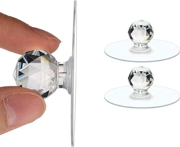 Mithra Life 6 Adet Şeffaf Kristal Görünümlü Dolap Çekmece Kolu Tutma Kulbu Zemin Kancası MIT1222 - Image 1