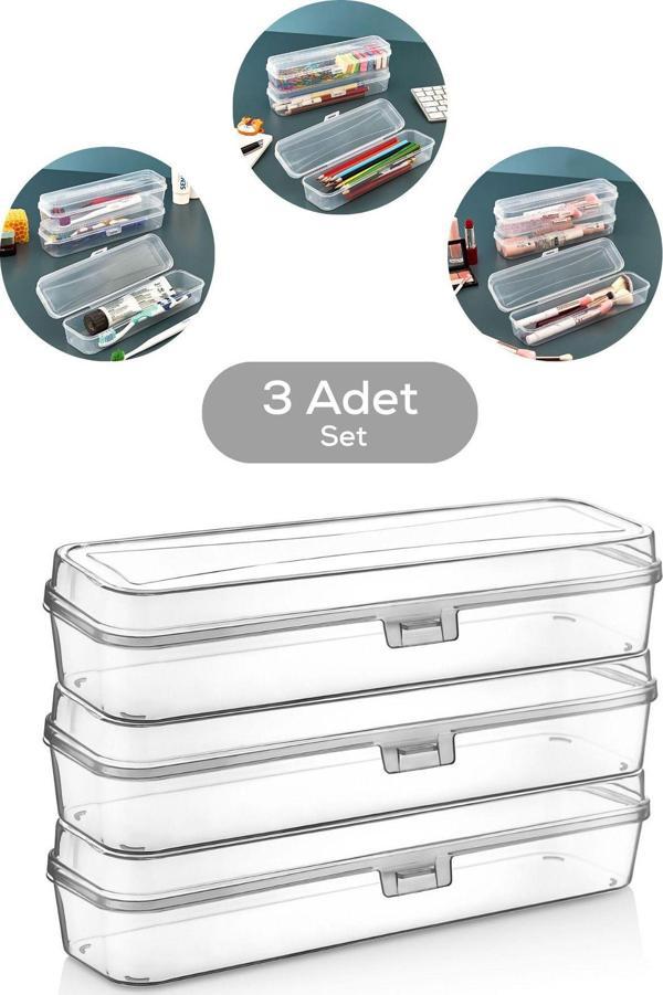 Mithra Life 3 Adet Diş Fırçası Aksesuar Makyaj Seyahat Şeffaf Plastik Saklama Kutusu MIT1238 - Image 1