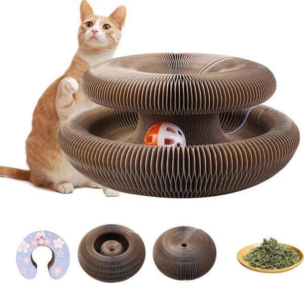 Mithra Life Akordiyon Kedi Tırmalama Oyuncağı Panosu Çıngıraklı Top ve Kedi Nanesi Hediyeli MIT1250 - Image 1