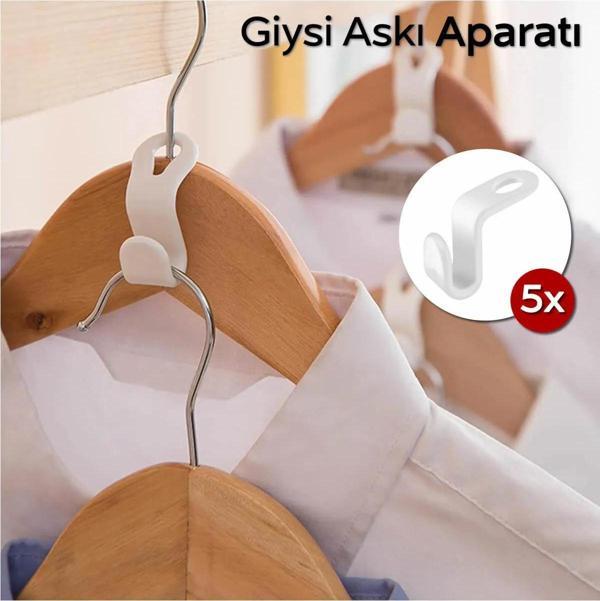 Mithra Life 5 Adet Elbise Askısı Bağlantı Kancası Aparatı Düzenleyici Organizer MIT1221 - Image 1