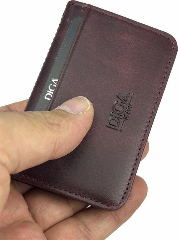 Diga 1169 Hakiki Deri Minimal Kartlık Bordo - Image 1