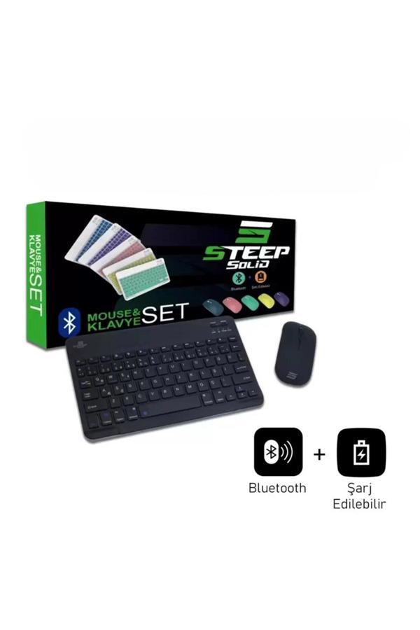 Steep Solid Magic Siyah Şarjlı Bluetooth Klavye Mouse Set - Image 1