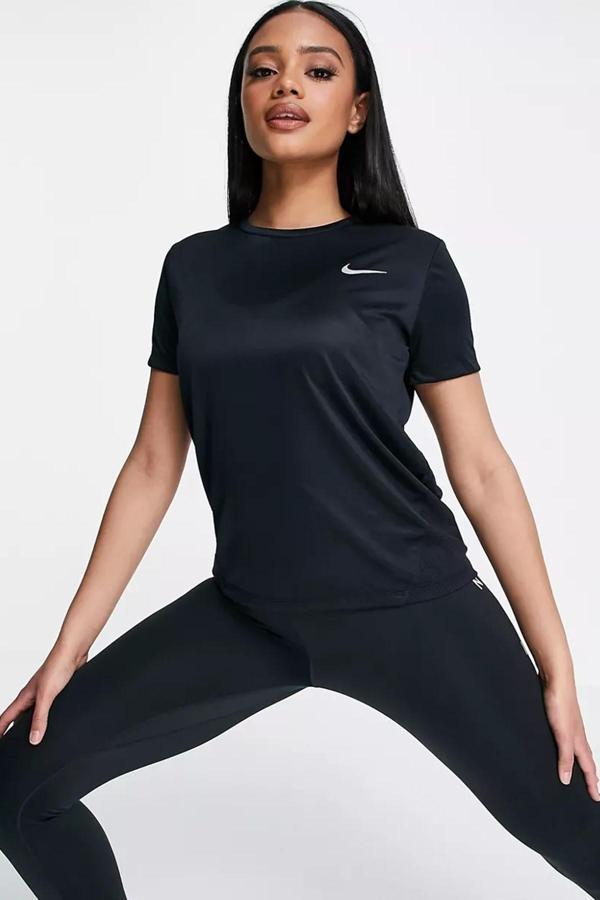 Nike Miler Dri Fit Tee Sırt Hava Panelli Koşu Spor Antrenman Tişörtü Siyah - Image 1