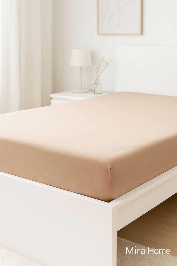 Tek Kişilik Düz Penye %100 Pamuklu Lastikli Çarşaf 100X200 Cm Newsheet Kahverengi - Image 1