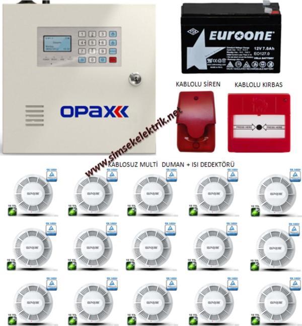 Opax 15 Dedektörlü Kablosuz Yangın Alarm Seti - Image 1
