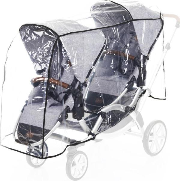 Tommybaby Arka Arkaya İkiz Bebek Arabası Yağmurluğu - Image 1