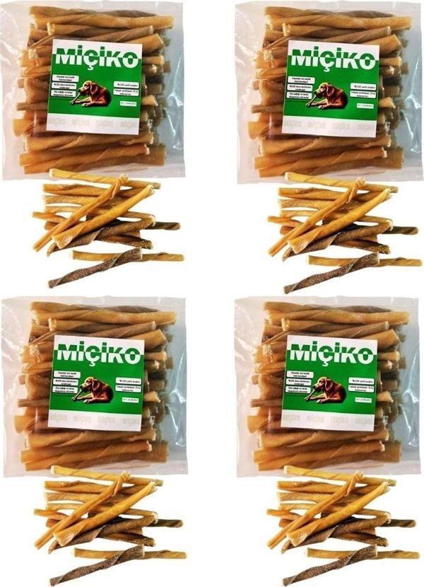 4 x 50Li Naturel Burgu Ödül Çubuğu ve Çiğneme Kemiği 8-10Cm - Image 1