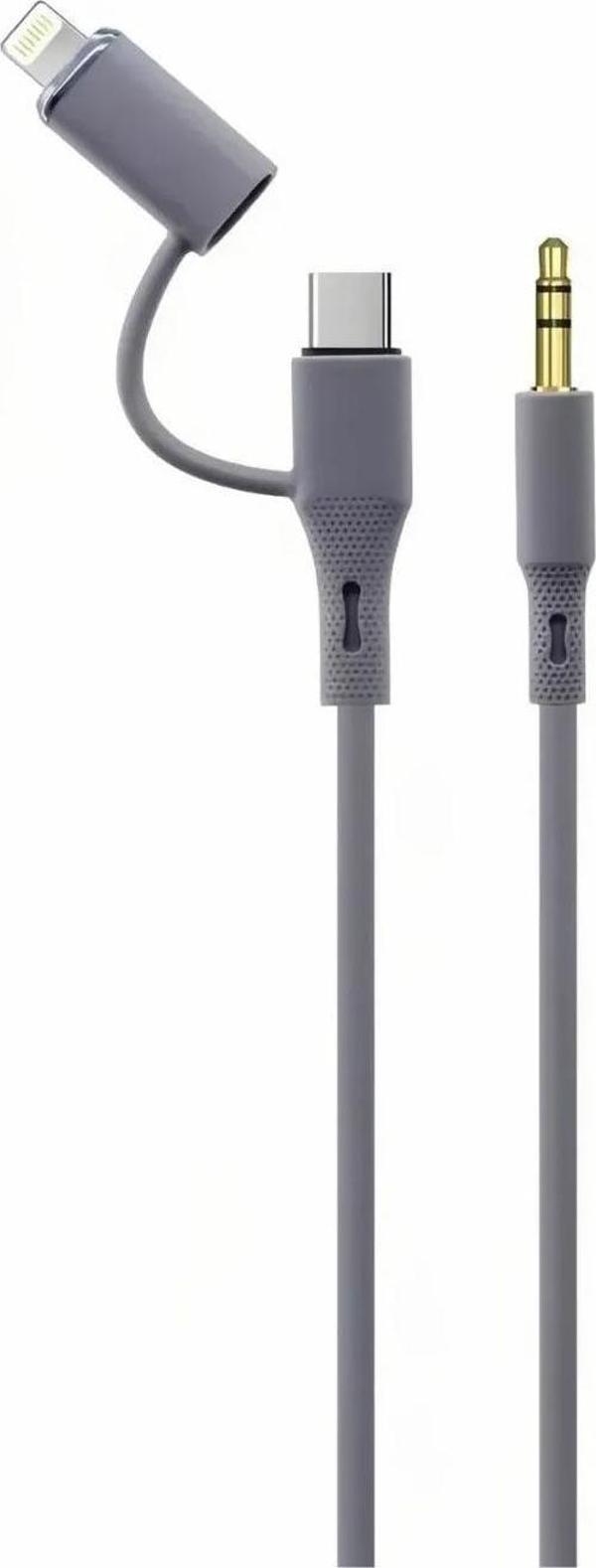 Ga77 Araç Silikon Ses Kablosu 2in1 Type-C 3.5mm Kulaklık Lighting Tüm iPhone ile Uyumlu 100 Cm Uzunluk - Image 1